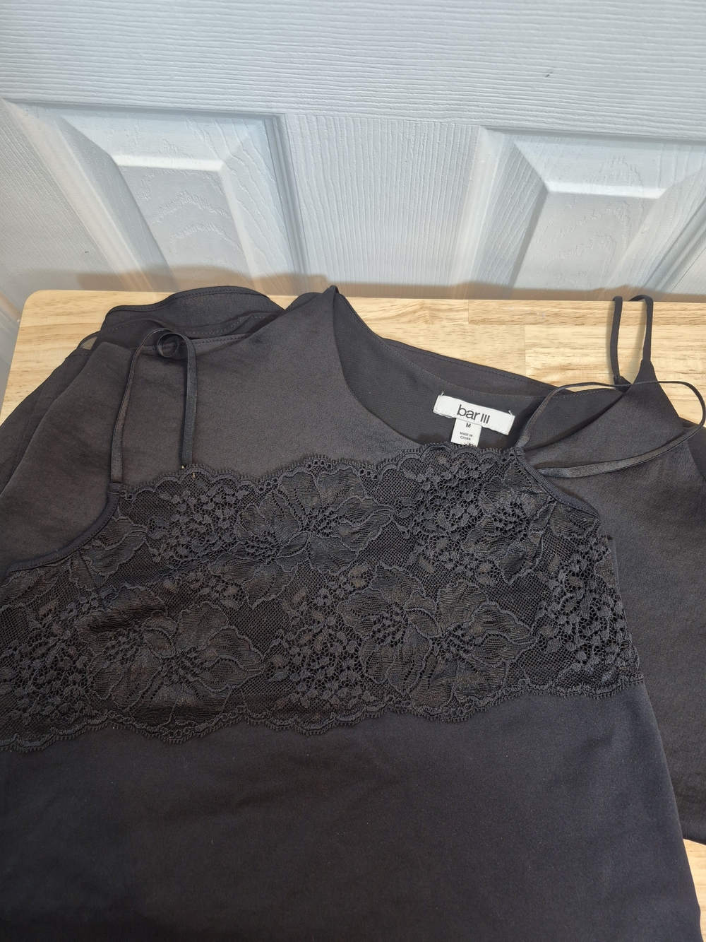 Bar III & Banana Republic Black Camisole Tank Top Bundle Set Size M Lace Satin - Picture 5 of 7